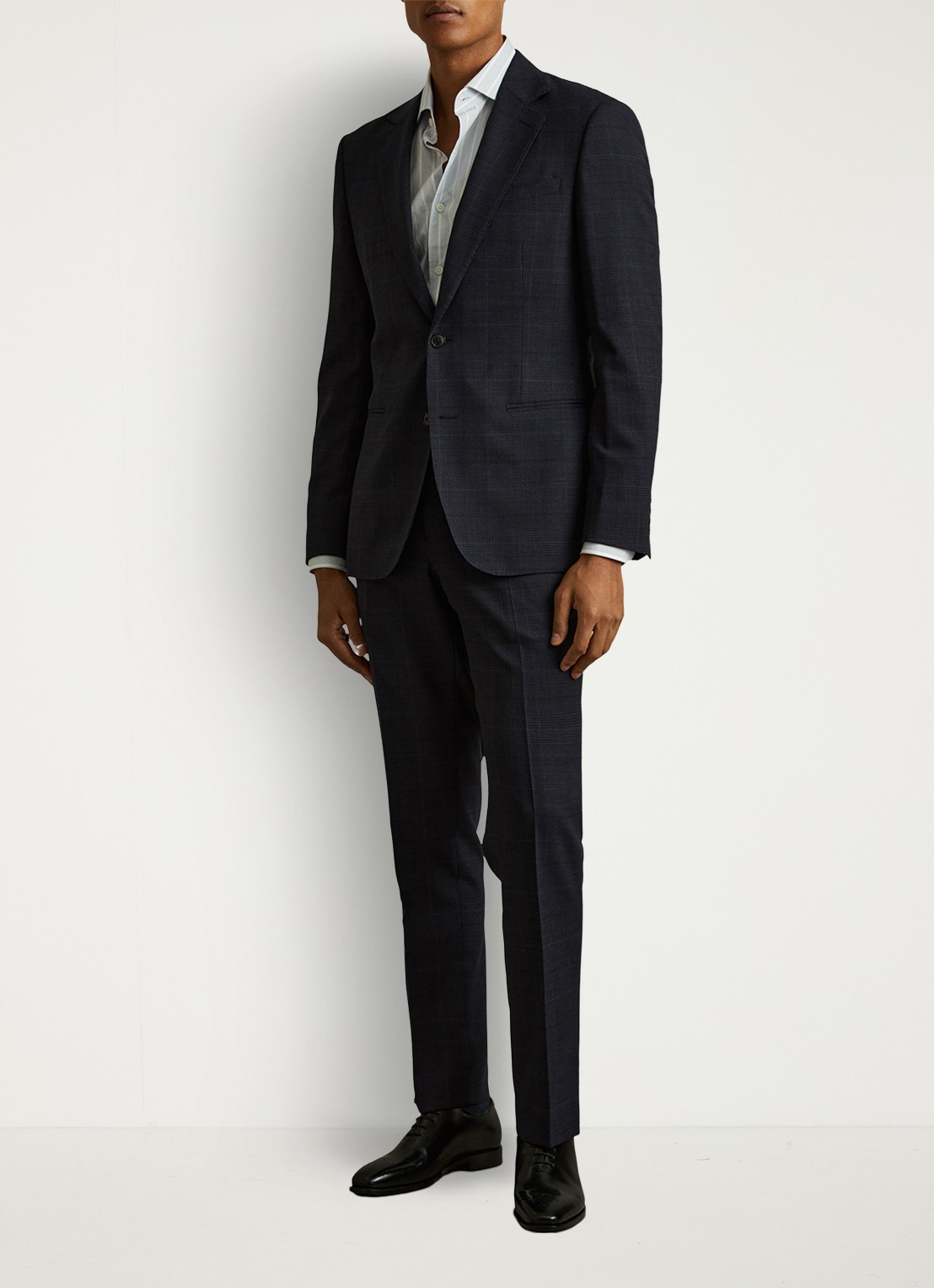 Reiss Mead brogue van leer - voorkant 4 black / zwart