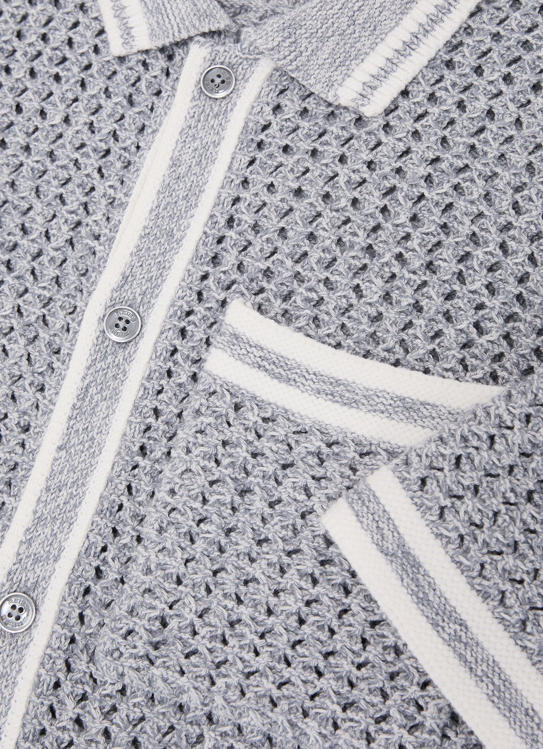 Reiss Meadows overhemd van chrochet - detail 4 blauwgrijs