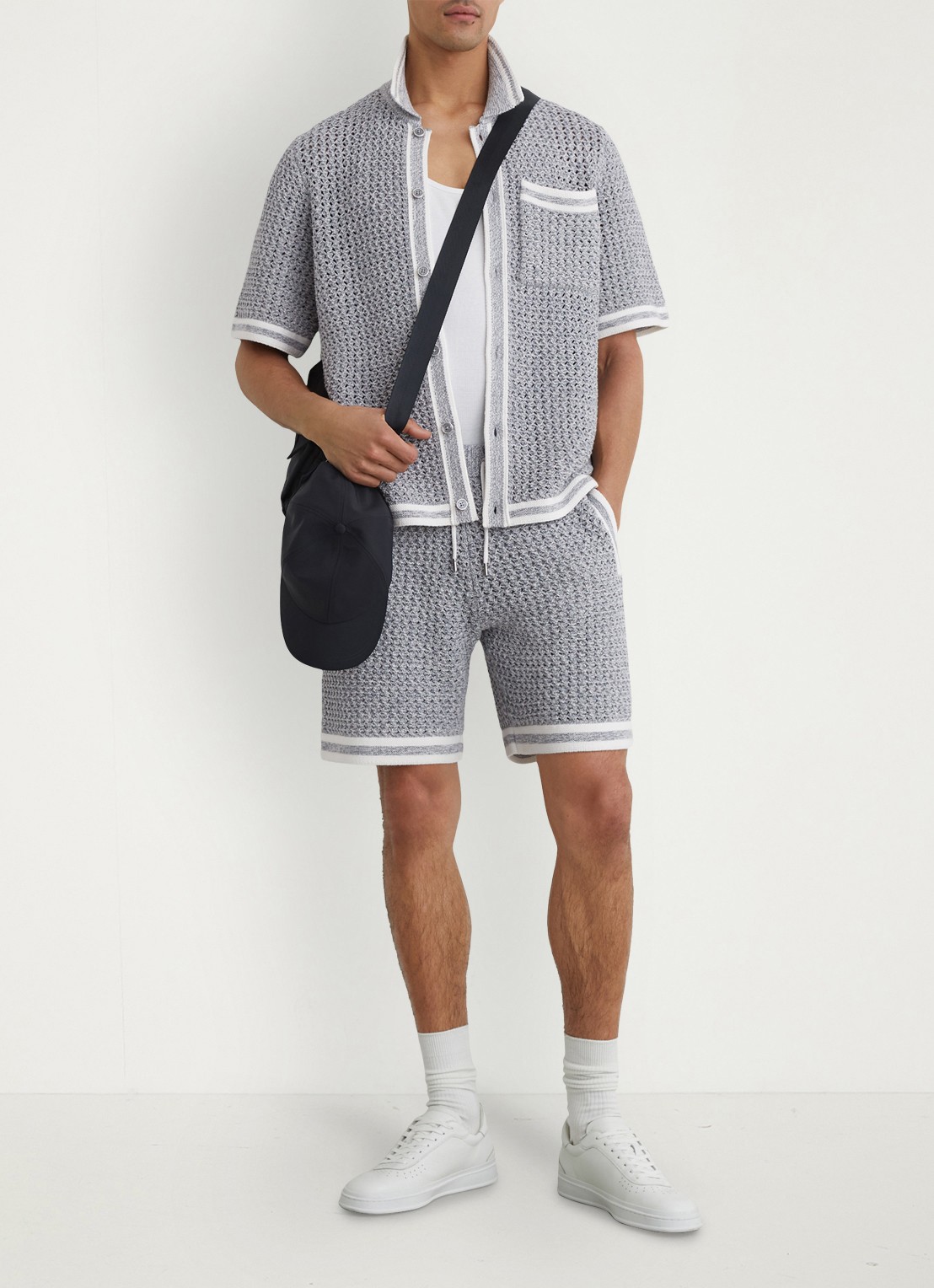 Reiss Meadows overhemd van chrochet - voorkant 7 blauwgrijs