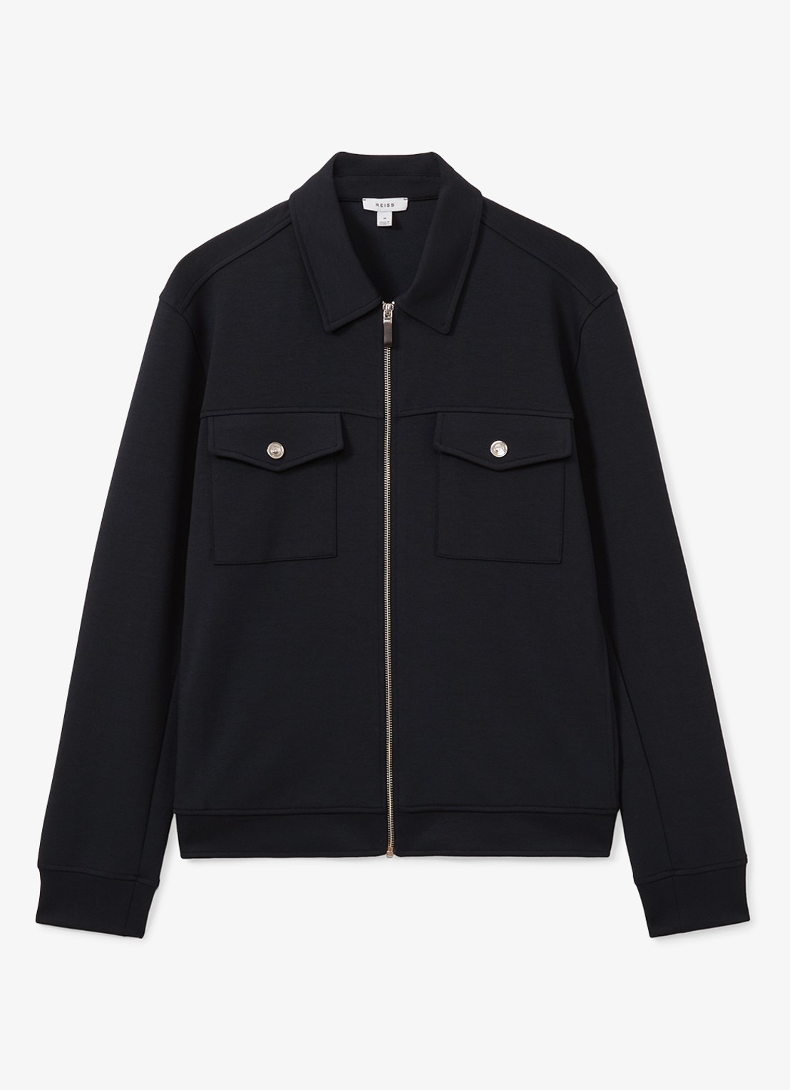 Reiss Medina jack van jersey met borstzakken - voorkant 4 donkerblauw
