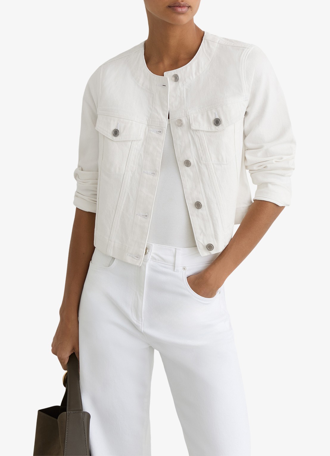 Reiss Medora jack van denim met borstzakken - detail wit