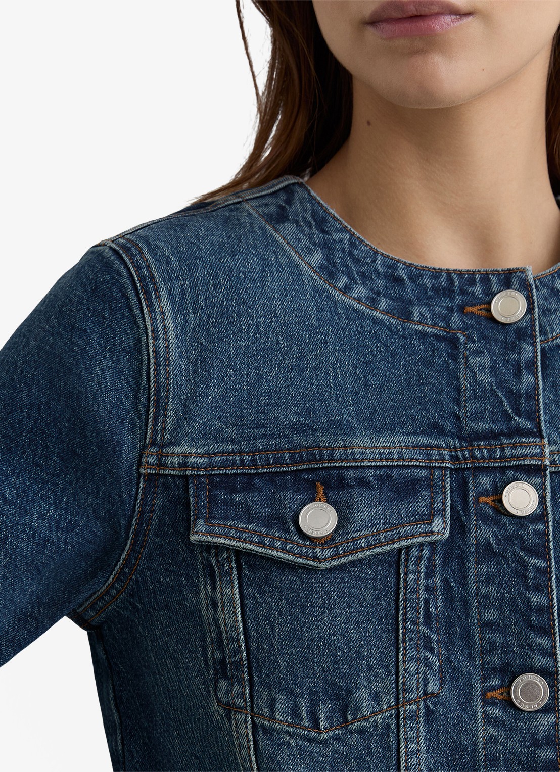 Reiss Medora spijkerjas met borstzakken - detail 5 indigo