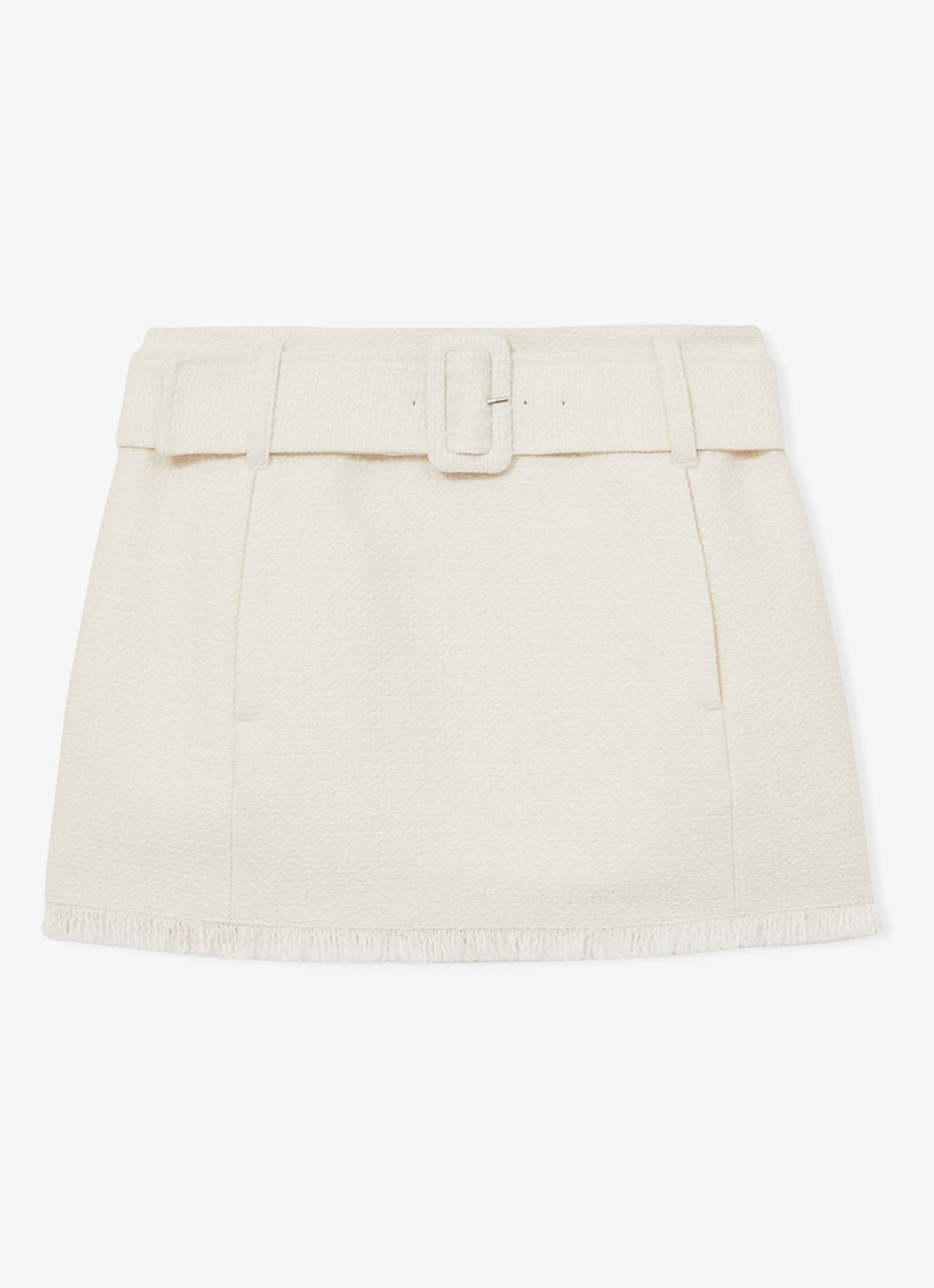 Reiss Mia minirok met bouclé dessin - voorkant 3 creme
