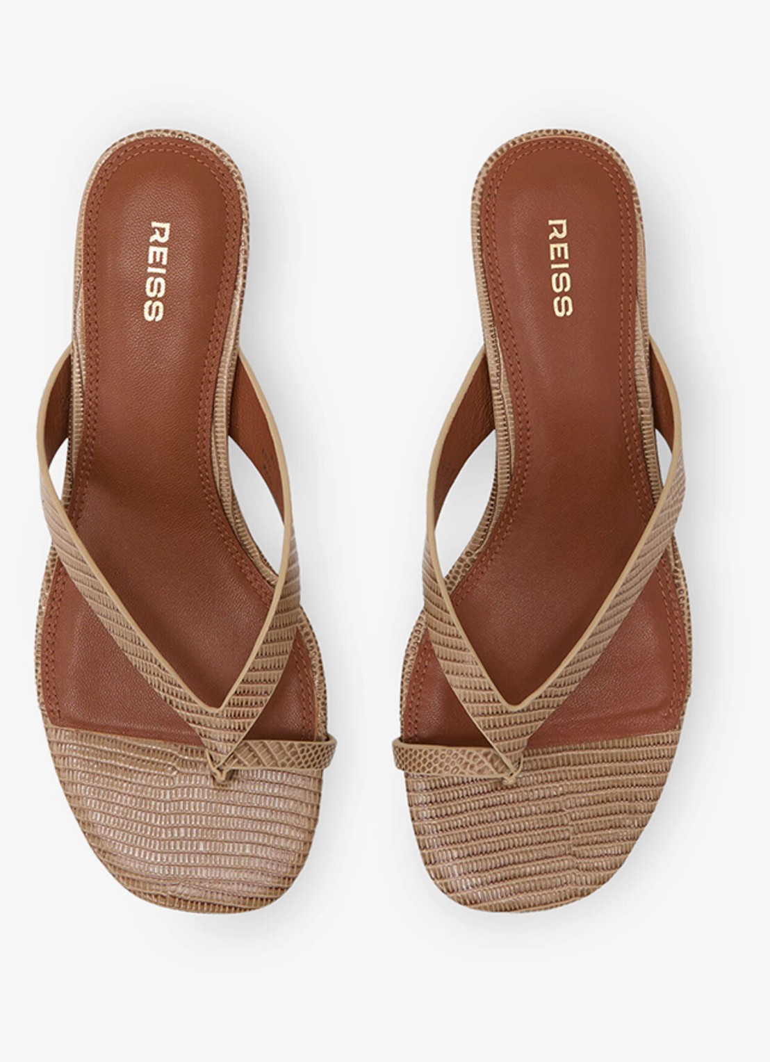 Reiss Mia sandalette van leer  - detail 3 beige