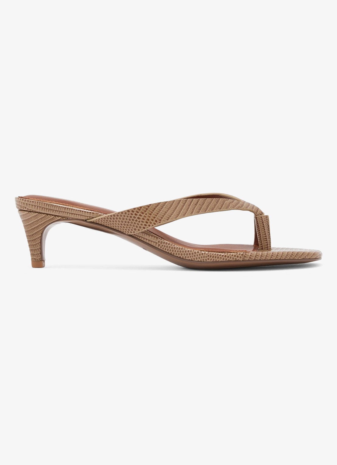 Reiss Mia sandalette van leer  - voorkant beige