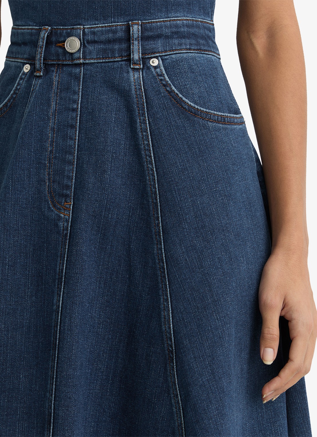 Reiss Midi A-lijn jurk van denim met steekzakken - detail 4 indigo