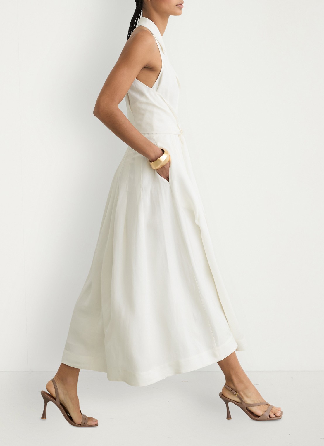 Reiss Midi jurk met halter - detail wit