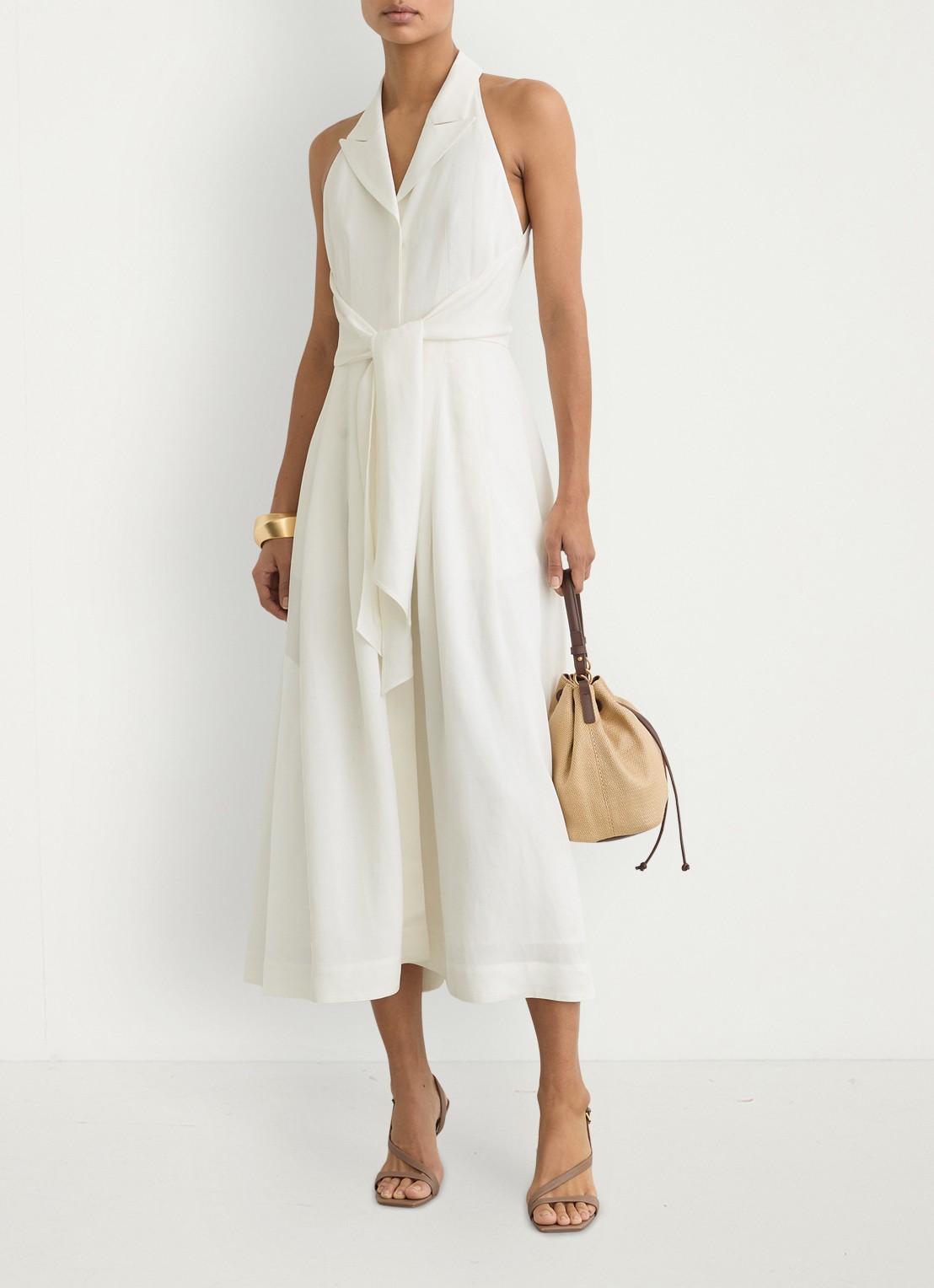 Reiss Midi jurk met halter - voorkant 6 wit