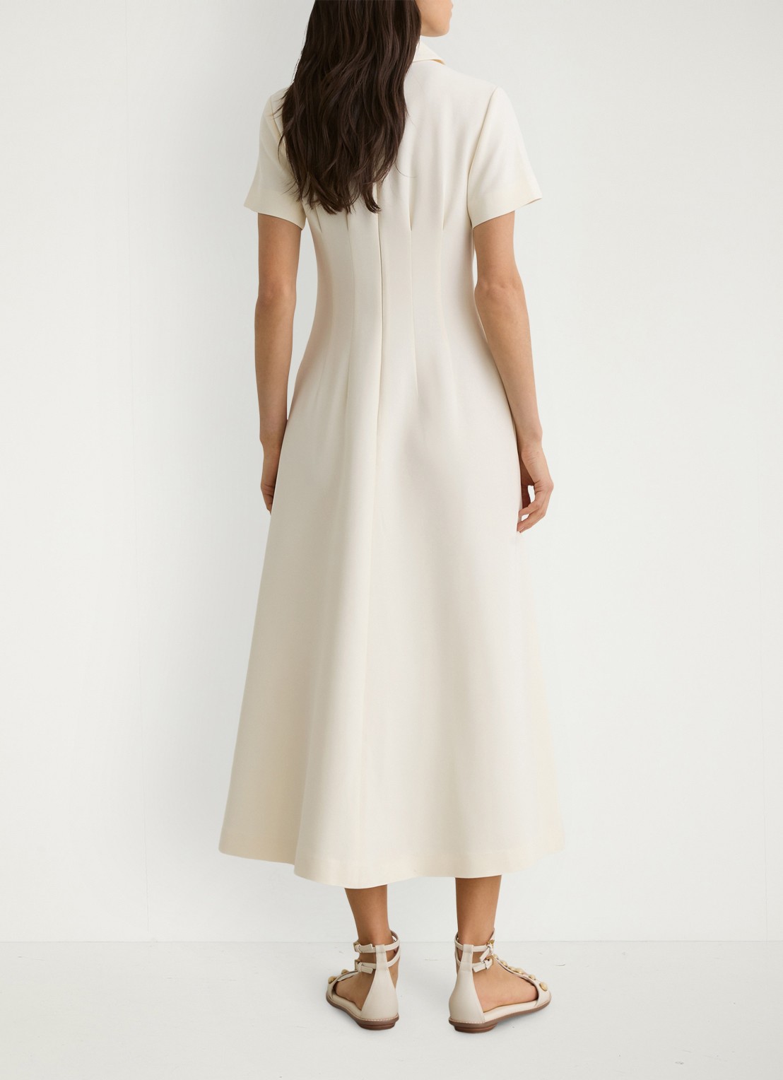 Reiss Midi jurk met plooien - achterkant 3 creme