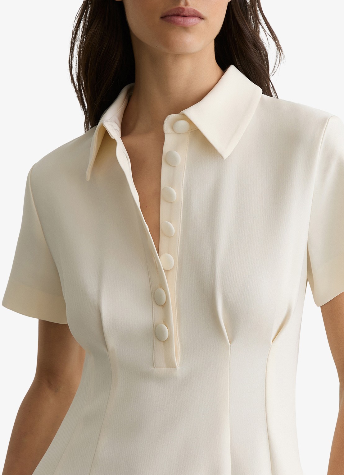 Reiss Midi jurk met plooien - detail 5 creme