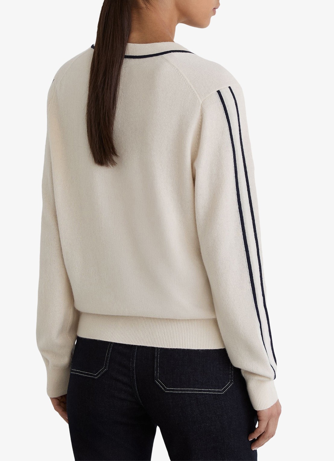 Reiss Mila fijngebreide trui in kasjmierblend - achterkant beige