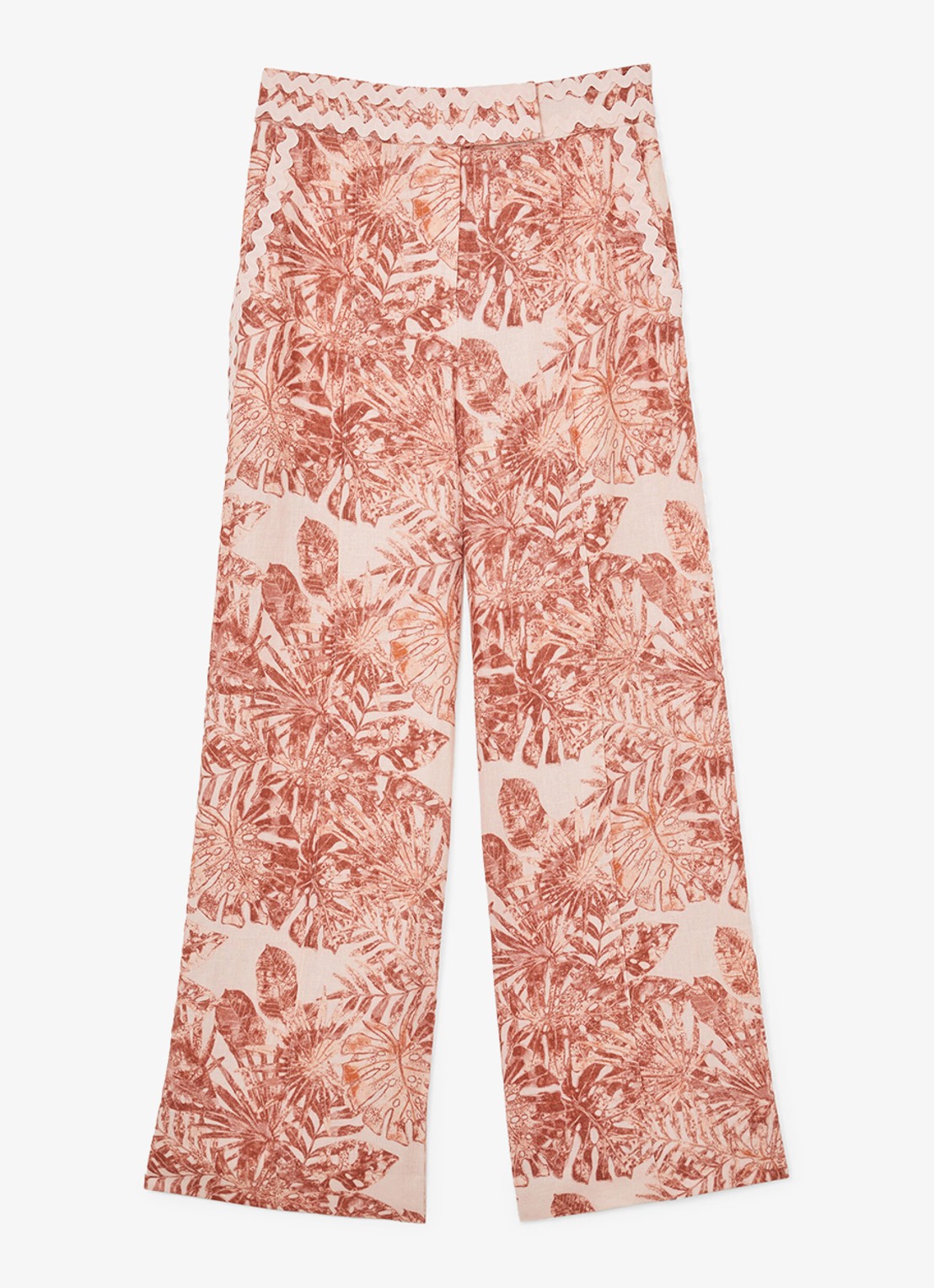 Reiss Mila high waist wide fit pantalon met bloemenprint - voorkant 2 lichtroze