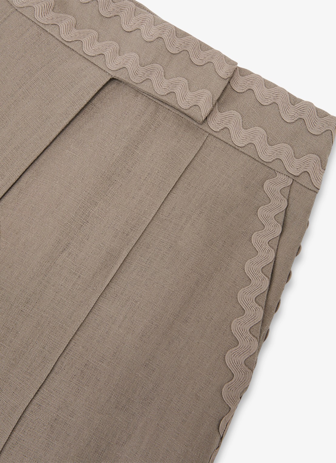 Reiss Mila high waist wide fit pantalon van linnen - detail 6 beige