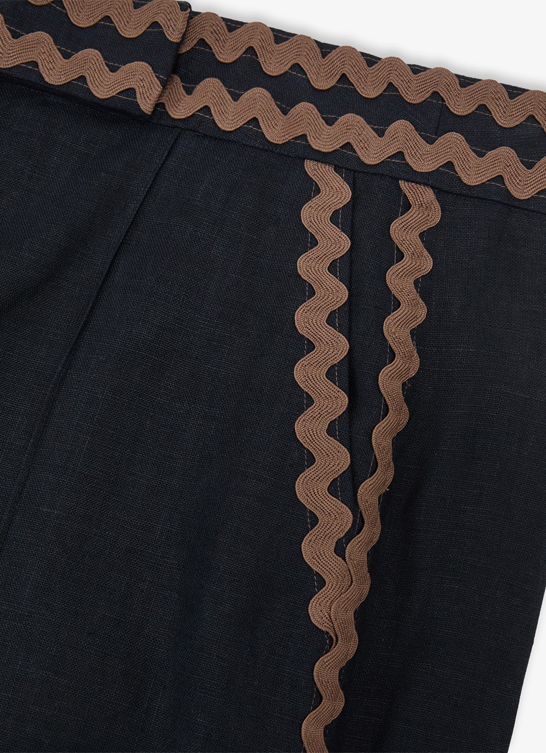 Reiss Mila high waist wide fit pantalon van linnen - detail 6 donkerblauw