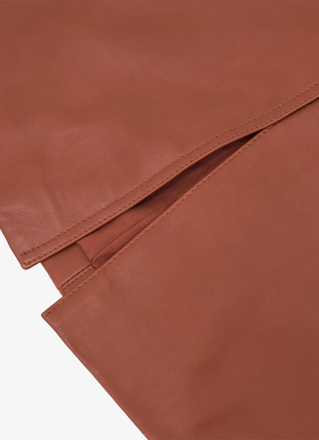 Reiss Miley high waist midi kokerrok van schapenleer  - detail 4 donkeroranje