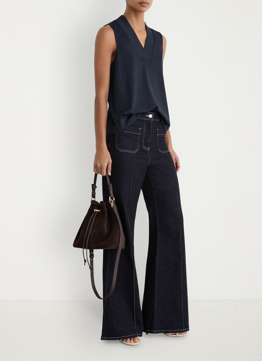 Reiss Miley top met V-hals - voorkant 6 donkerblauw