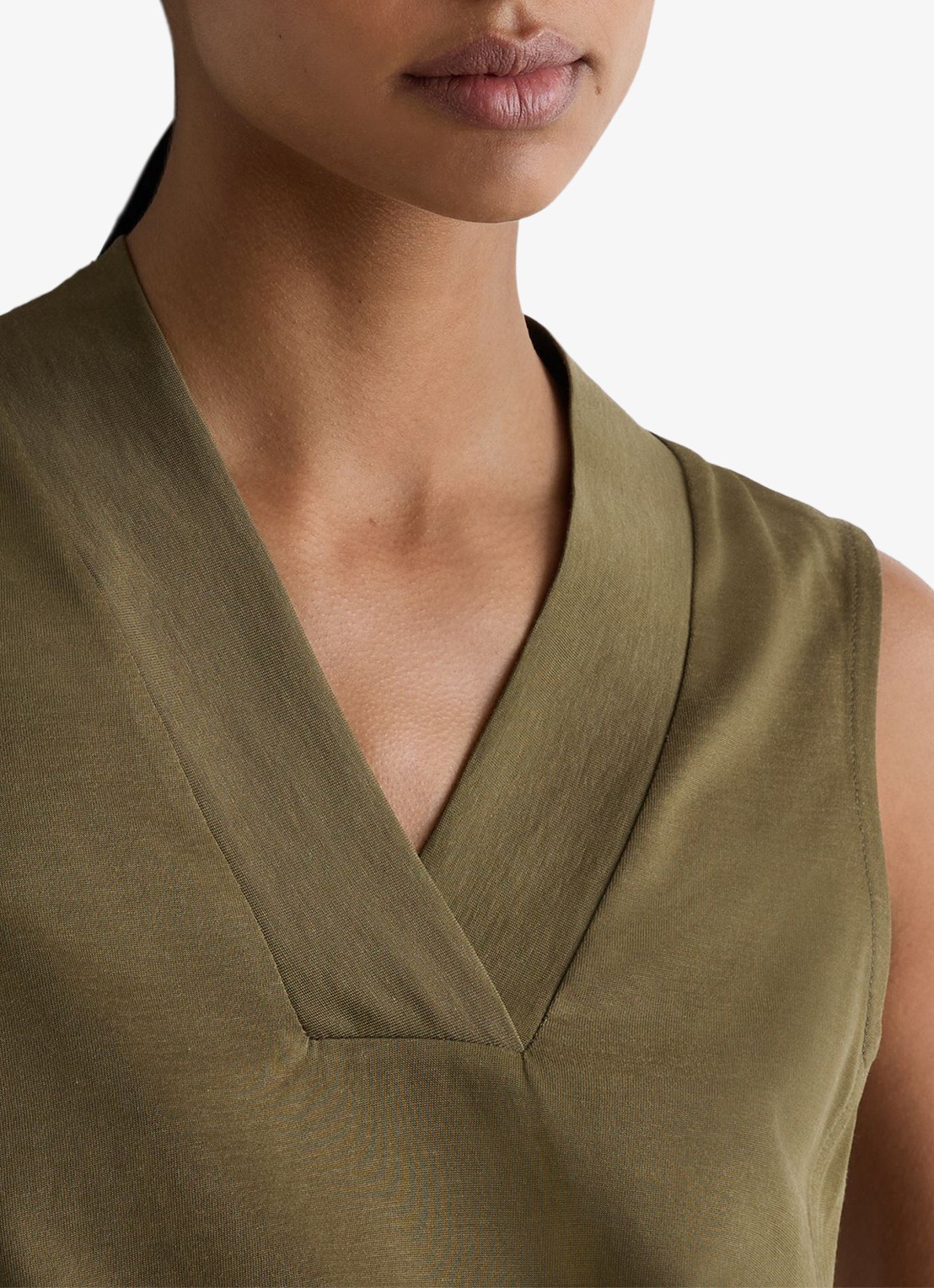 Reiss Miley top met V-hals - detail 2 khaki