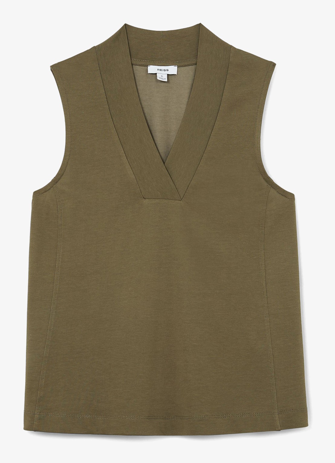 Reiss Miley top met V-hals - voorkant 4 khaki