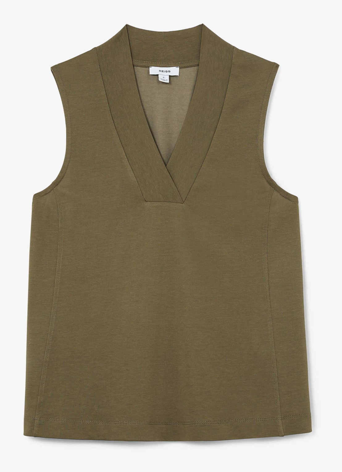 Reiss Miley top met V-hals - voorkant khaki