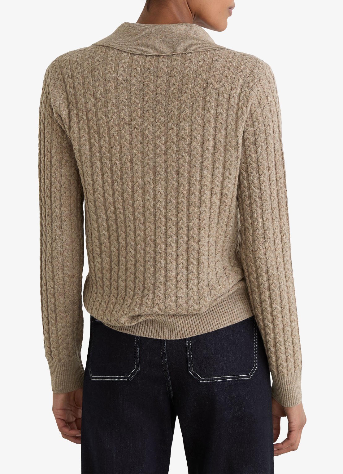 Reiss Millie kabelgebreide trui in kasjmier wolblend - achterkant 4 beige