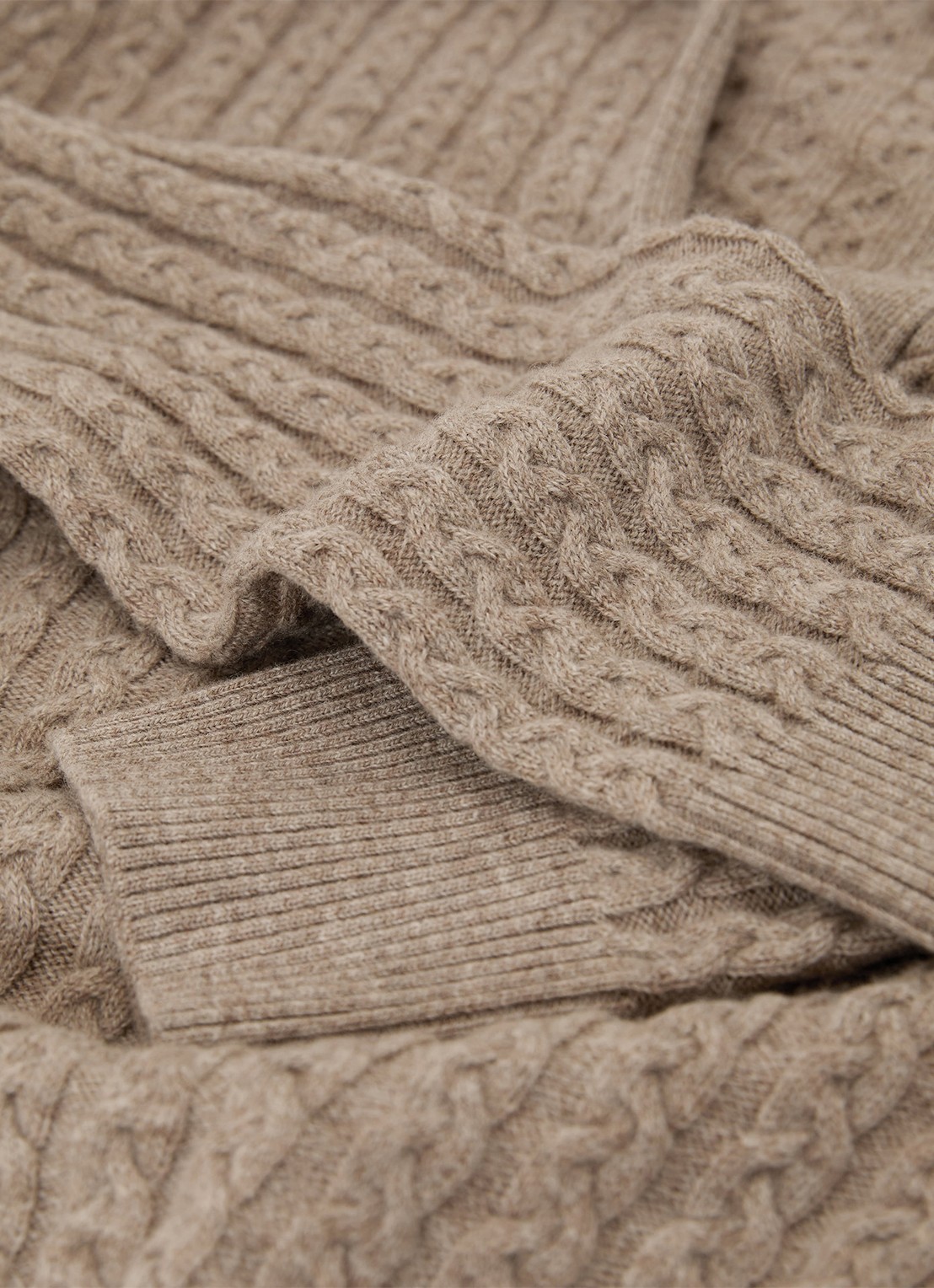 Reiss Millie kabelgebreide trui in kasjmier wolblend - detail 3 beige
