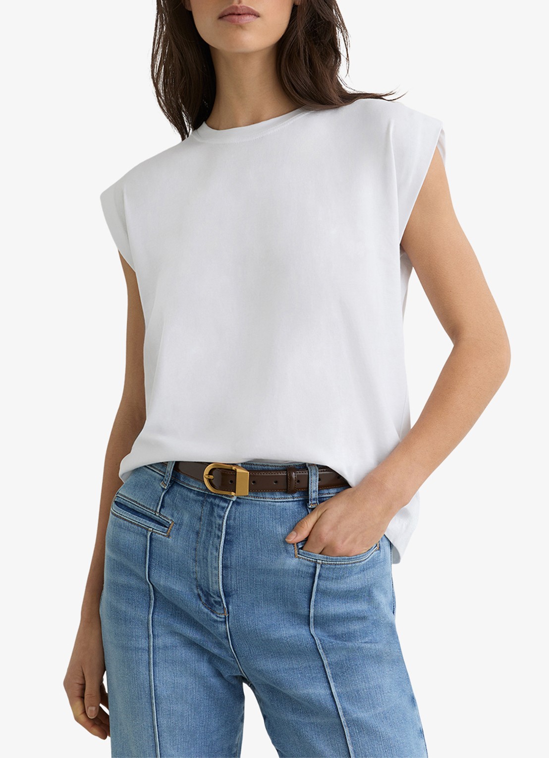 Reiss Millie T-shirt met ronde hals - detail 4 wit