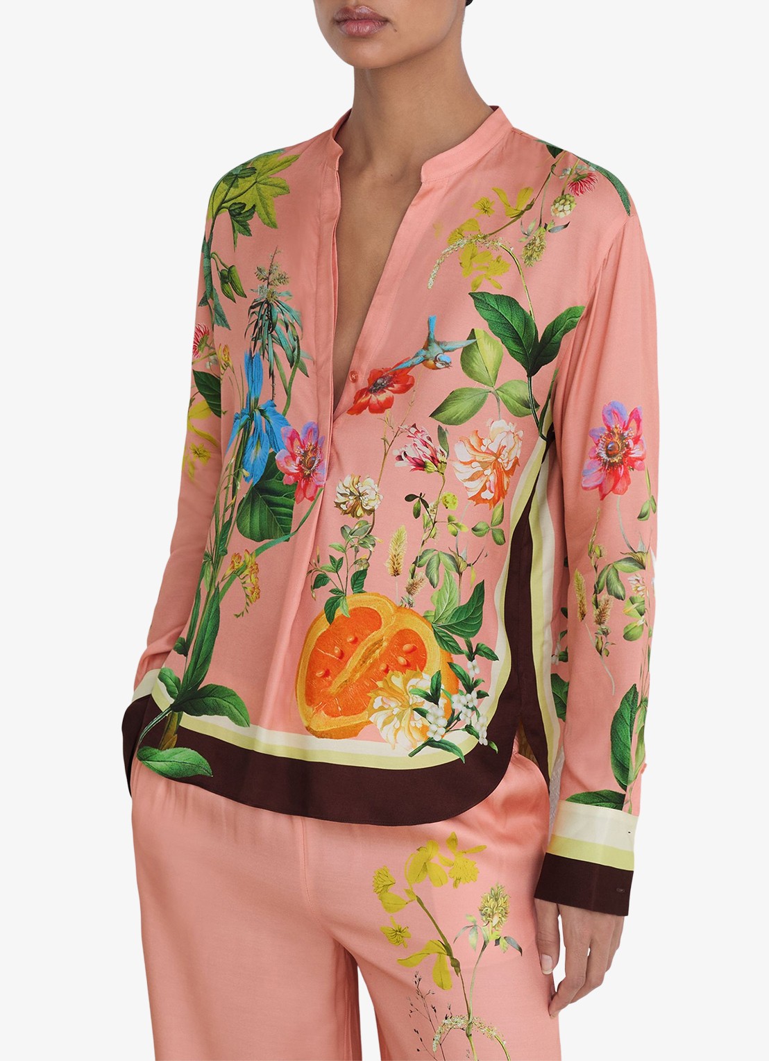Reiss Milos blouse met print - detail 3 oudroze