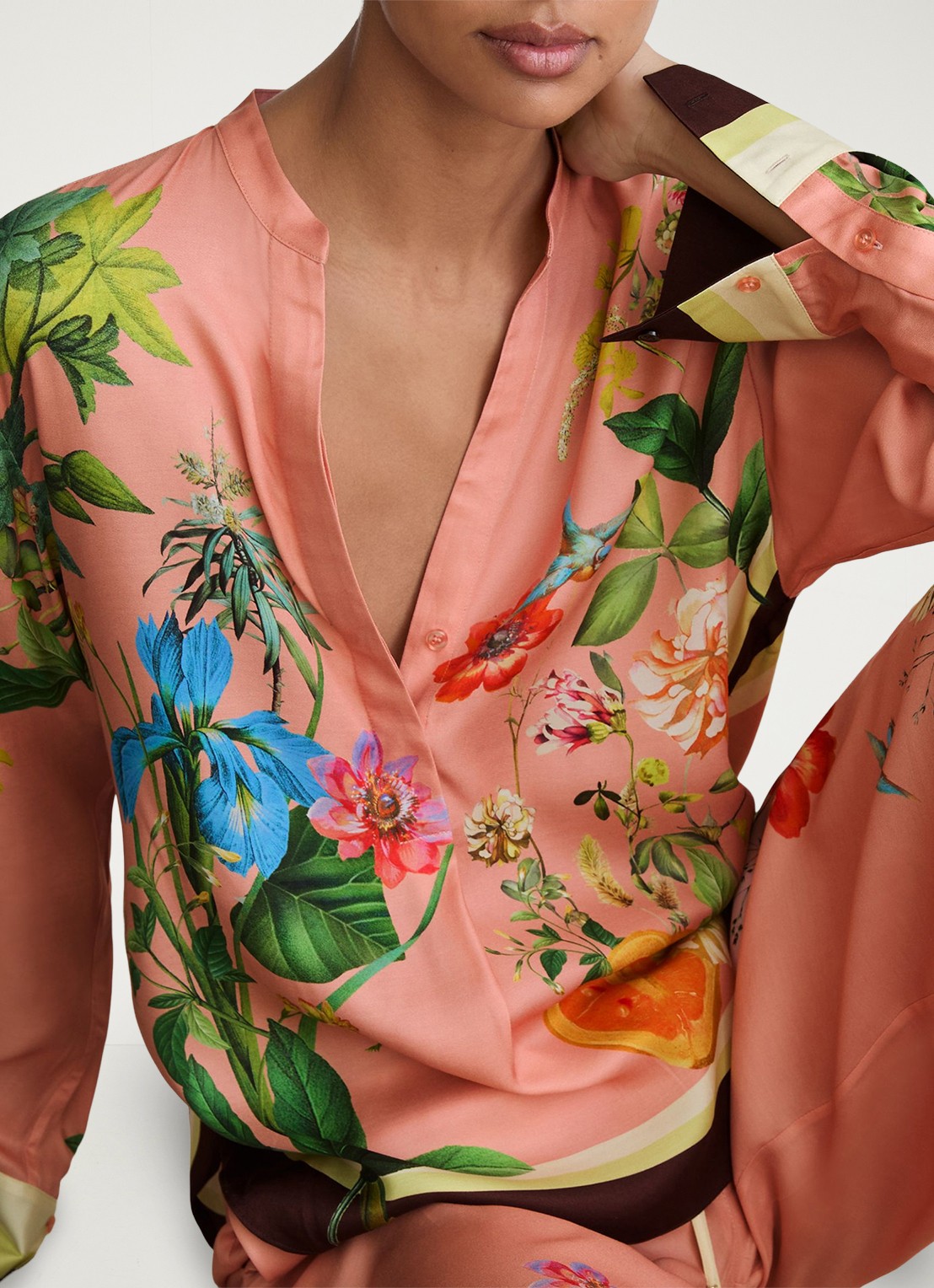 Reiss Milos blouse met print - detail 4 oudroze