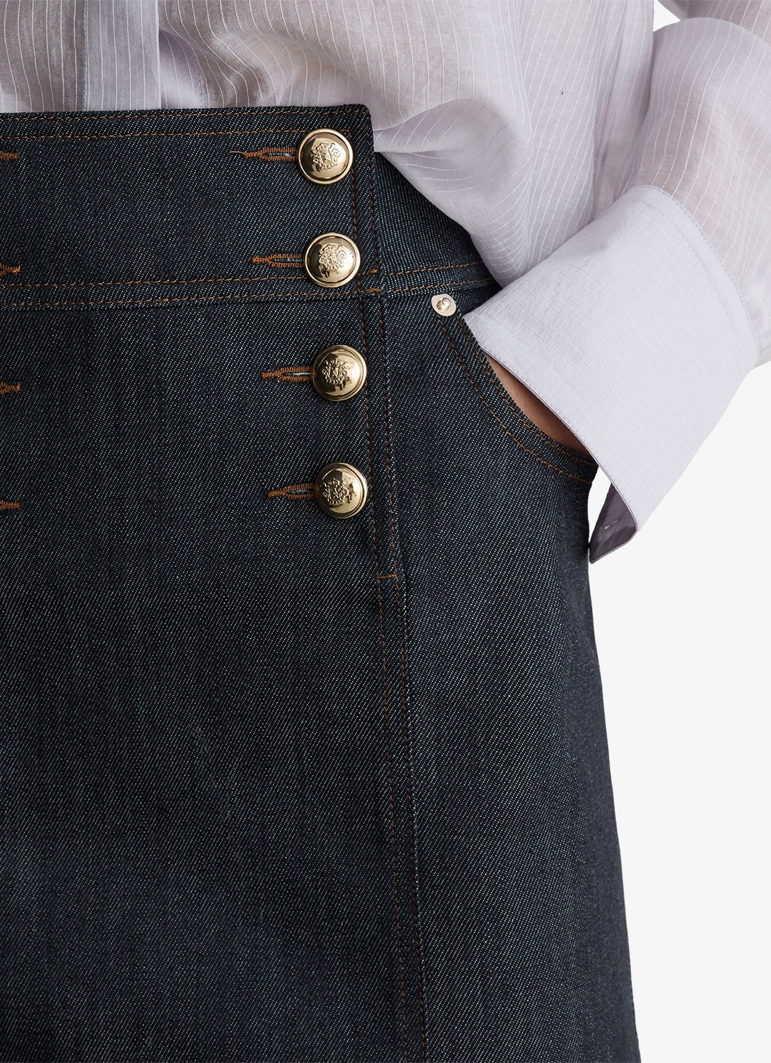Reiss Mini rok met sierknopen - detail 5 donkerblauw