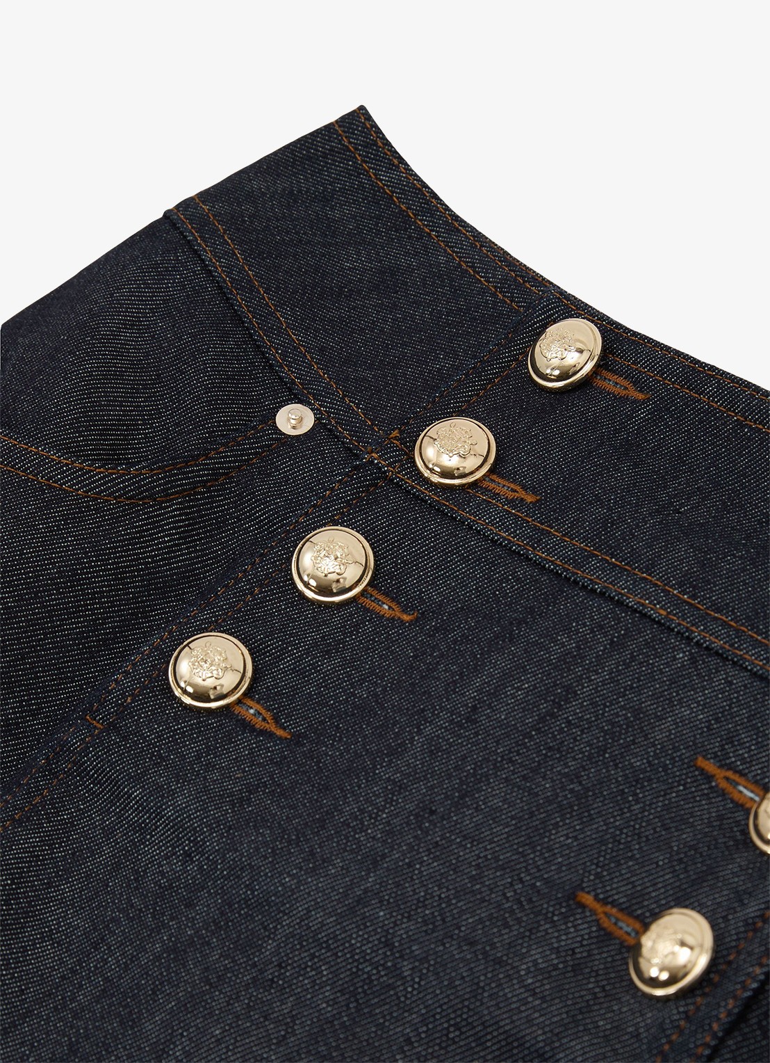 Reiss Mini rok met sierknopen - detail 6 donkerblauw