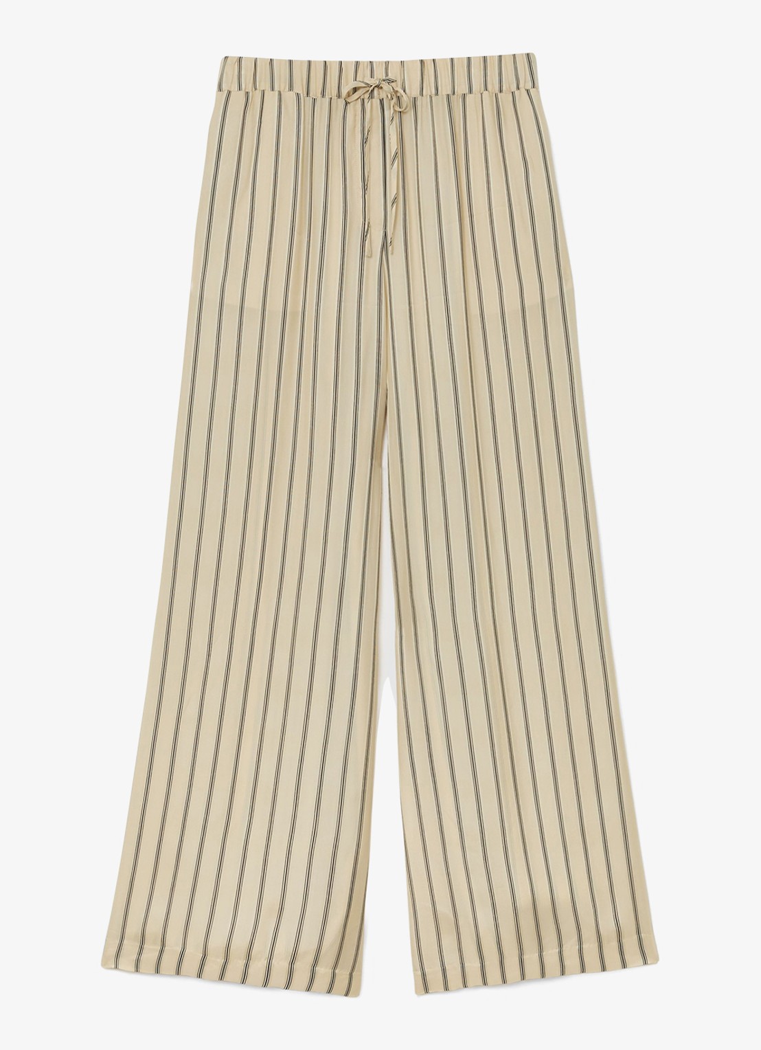 Reiss Minnie high waist wide fit pantalon met streepprint - voorkant 4 creme