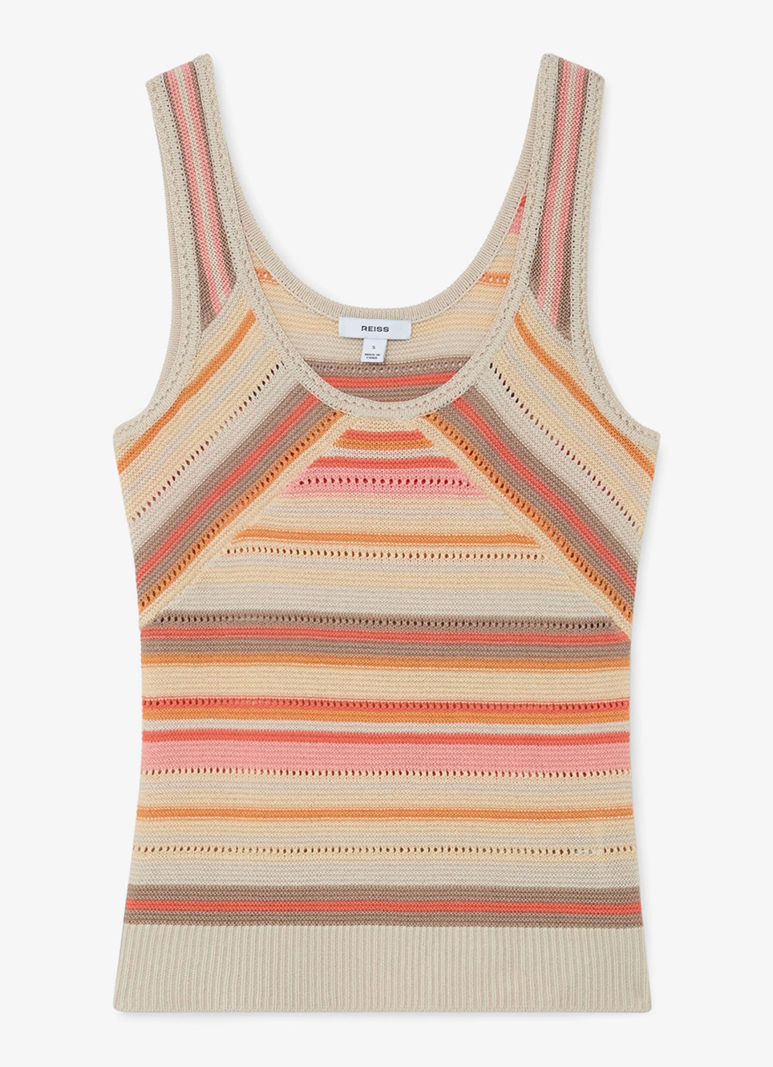 Reiss MIRIAM fijngebreide top met streepprint - voorkant creme