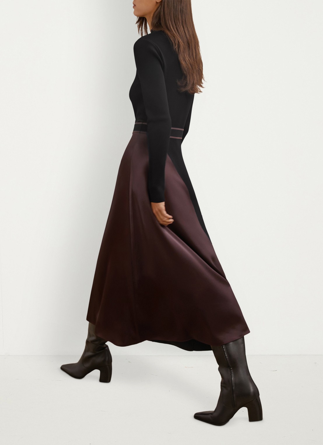 Reiss Misty midi A-lijn jurk met ceintuur - detail 4 zwart