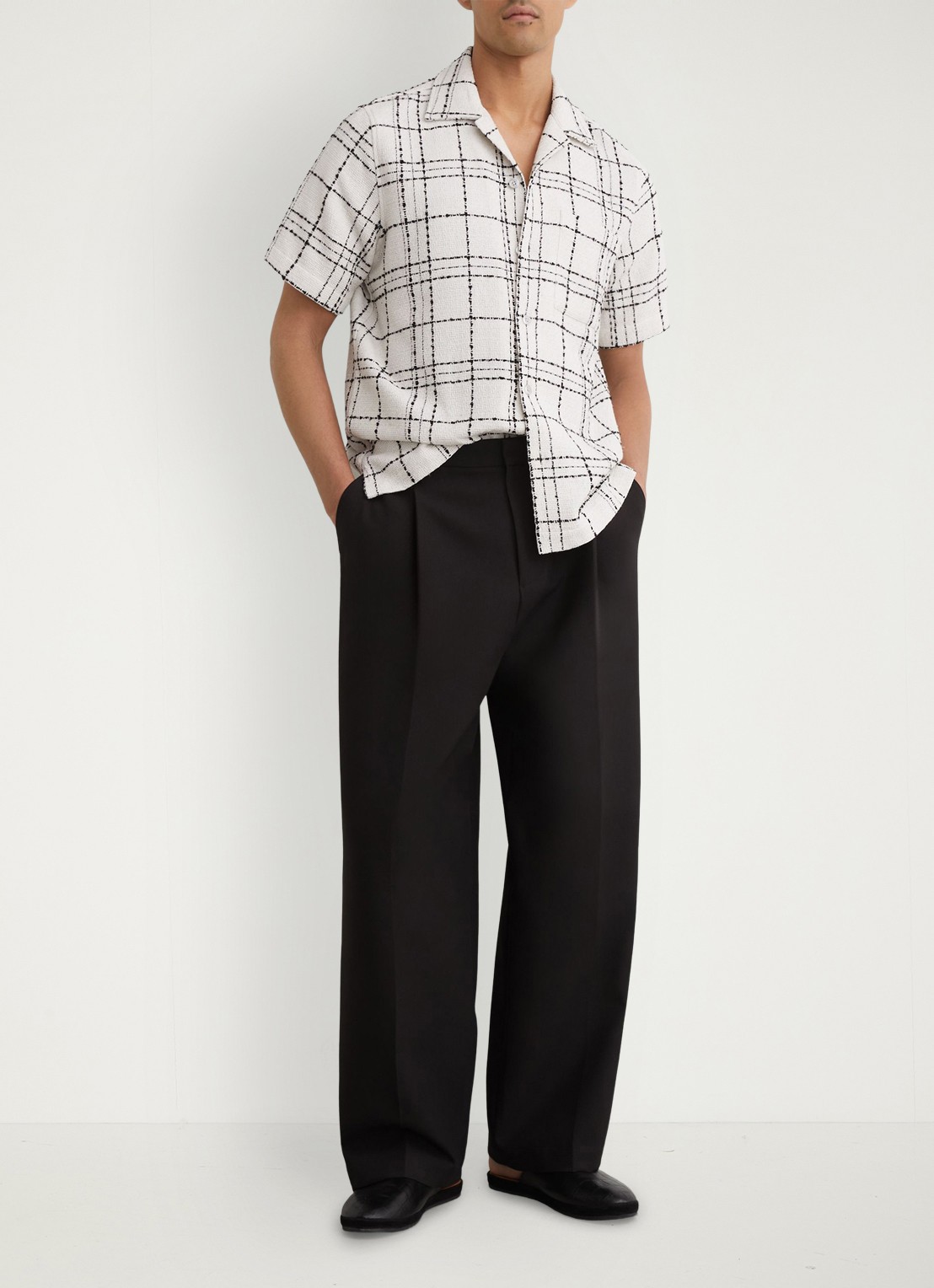 Reiss Moran regular fit overhemd met ruitdessin - voorkant 6 wit