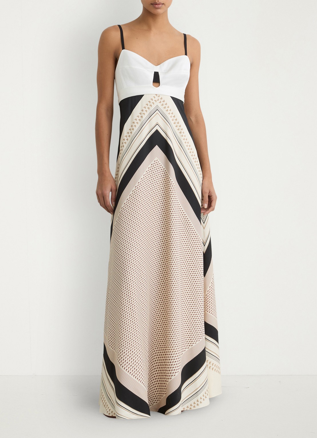 Reiss Myra maxi jurk met grafische print  - detail beige
