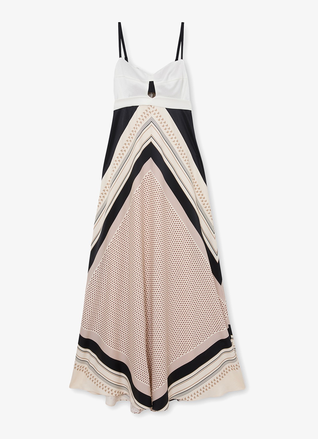 Reiss Myra maxi jurk met grafische print  - voorkant 6 beige