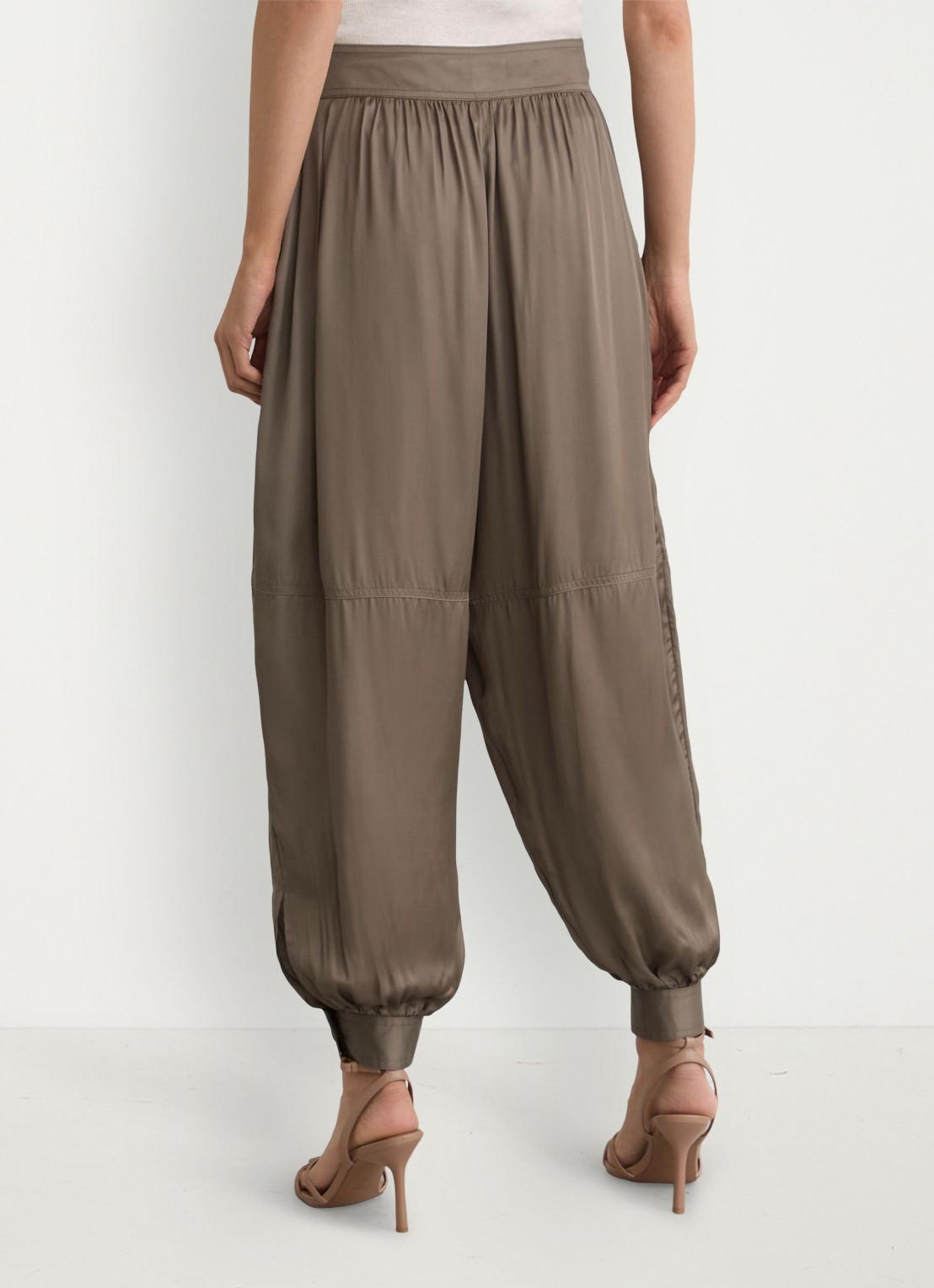 Reiss Neave high waist  tapered fit pantalon met plooien - achterkant beige