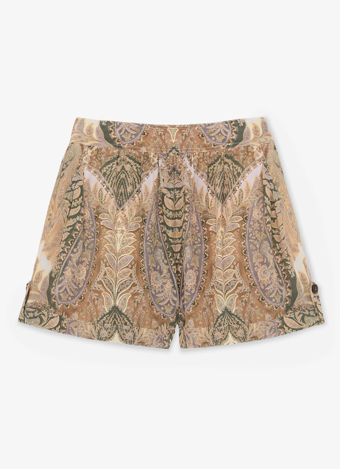 Reiss Neave high waist wide fit korte broek met jacquard dessin - voorkant zand
