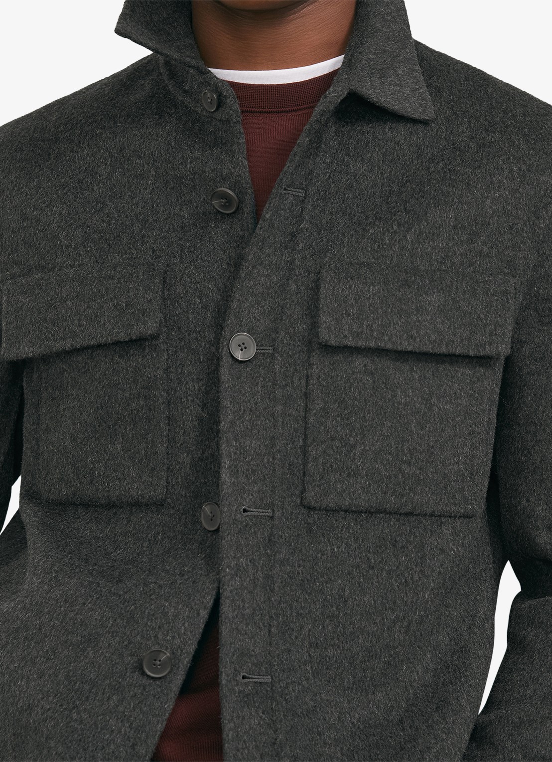 Reiss Net jack in wolblend met borstzakken - detail 2 donkergrijs