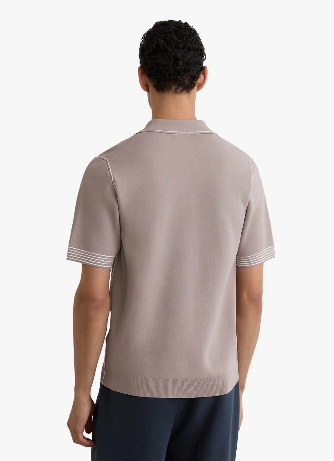 Reiss Newbury regular fit polo met borstzak  - achterkant 4 taupe