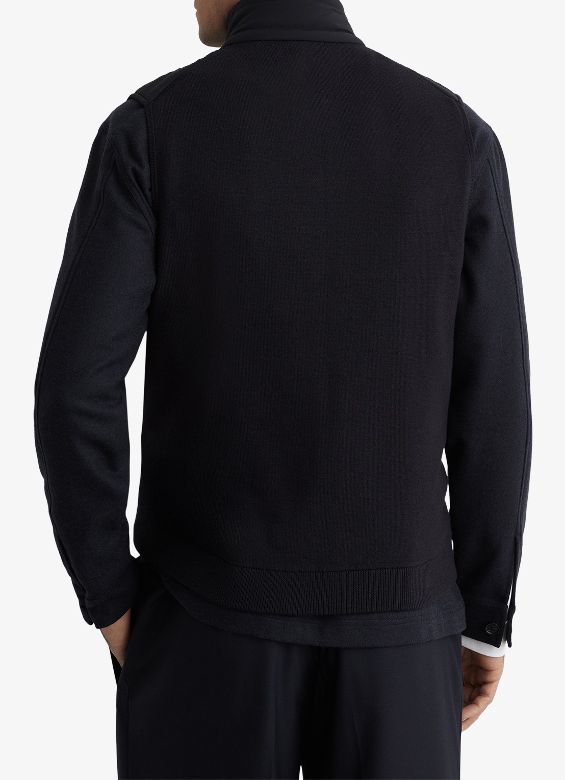 Reiss Newford bodywarmer in wolblend met opstaande kraag en steekzakken - achterkant donkerblauw