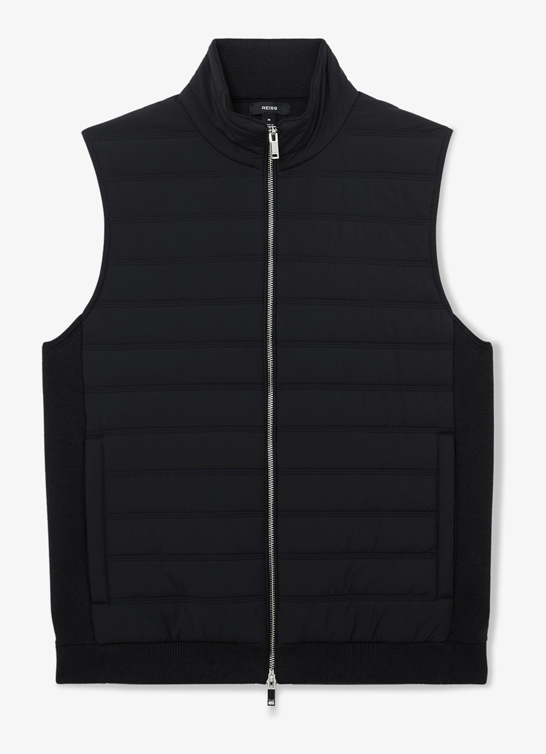 Reiss Newford bodywarmer in wolblend met opstaande kraag en steekzakken - voorkant 2 donkerblauw