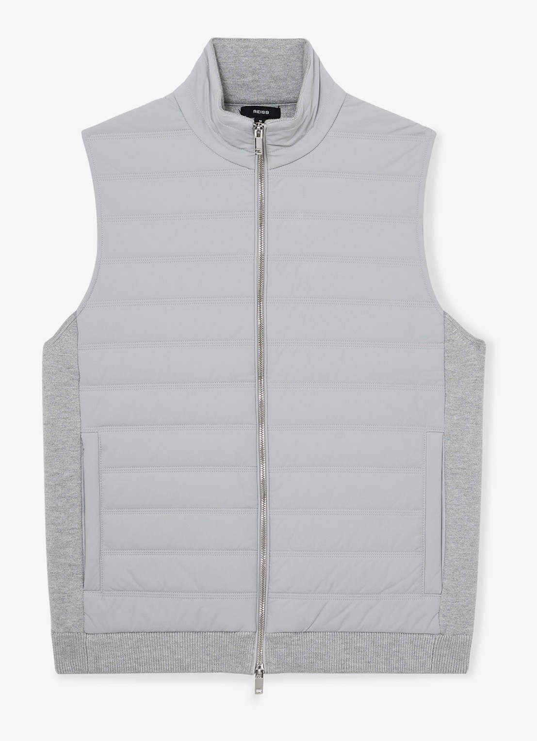 Reiss Newford bodywarmer in wolblend met opstaande kraag en steekzakken - voorkant 5 soft grey / grijs