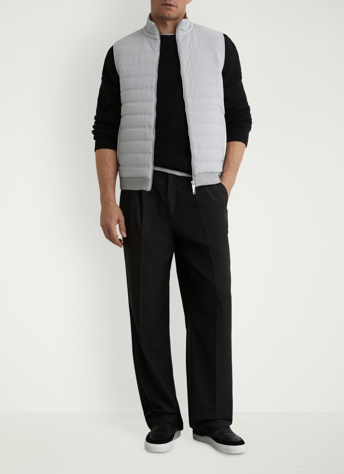 Reiss Newford bodywarmer in wolblend met opstaande kraag en steekzakken - voorkant 6 soft grey / grijs