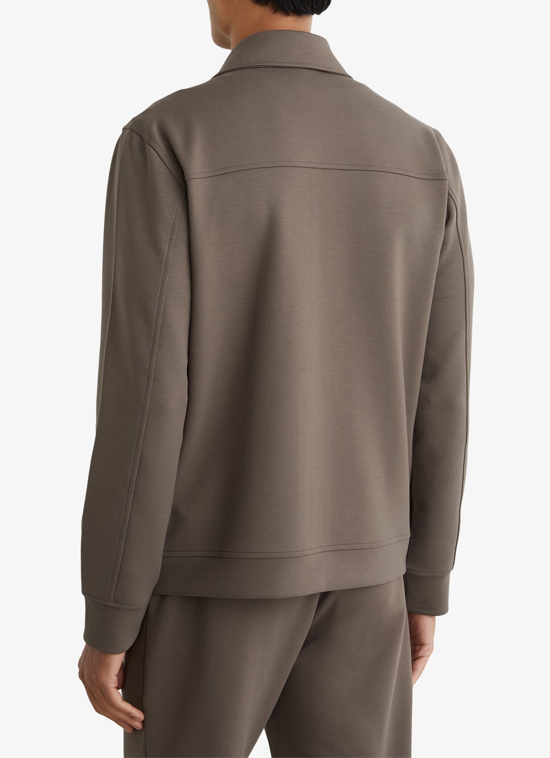 Reiss Newland sweatshirt met rits en opgestikte zakken - achterkant lichtbruin