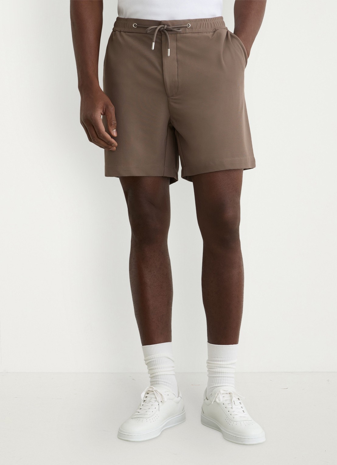 Reiss Newmark straight fit korte broek met steekzakken - detail 4 bruin
