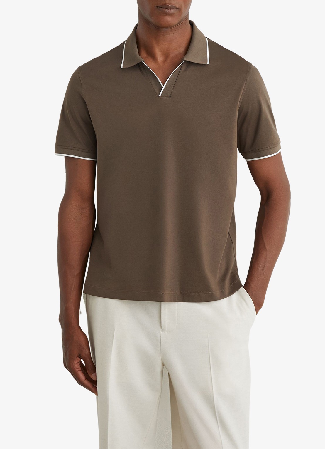 Reiss Nico regular fit polo - detail 4 bruin