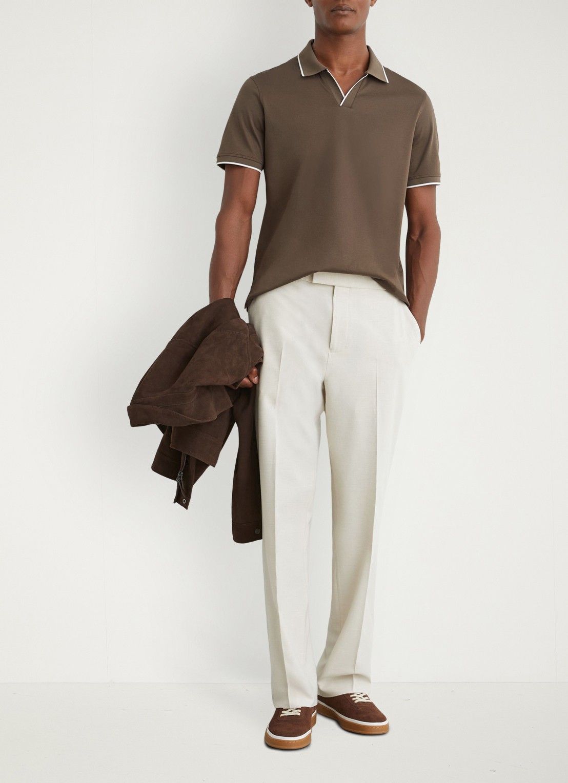 Reiss Nico regular fit polo - voorkant 2 bruin