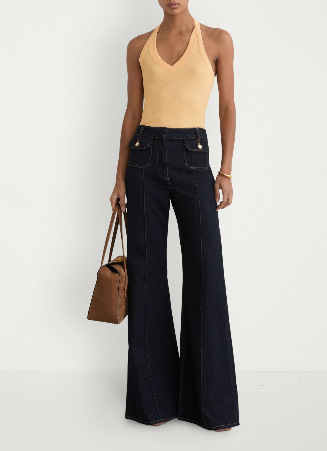Reiss Nina top met ribstructuur - detail 6 orange