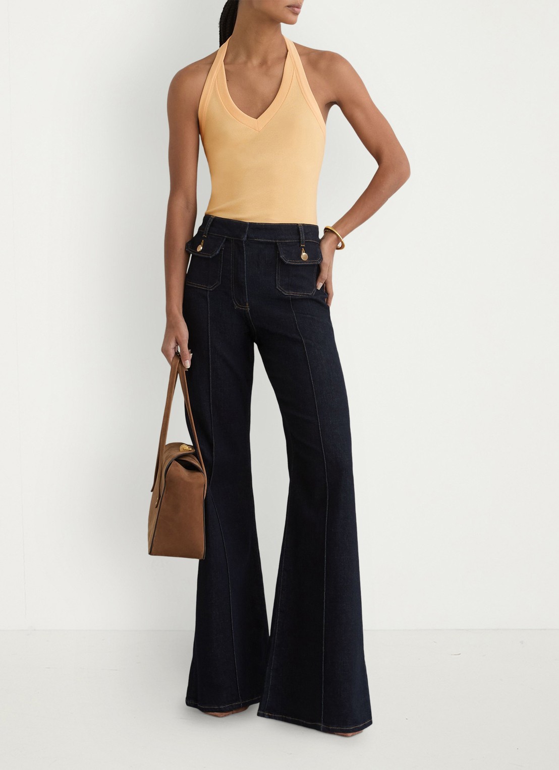 Reiss Nina top met ribstructuur - voorkant 2 orange